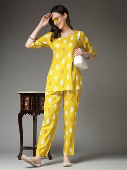 Stylum - Womens Ikat Print Rayon Top with Pant (Set of 2)
