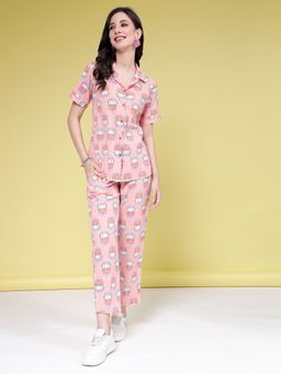 Stylum - Womens Printed Cotton Shirt with Pant (Set of 2)