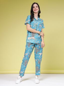 Stylum - Womens Tropical Printed Rayon Shirt with Pant (Set of 2)