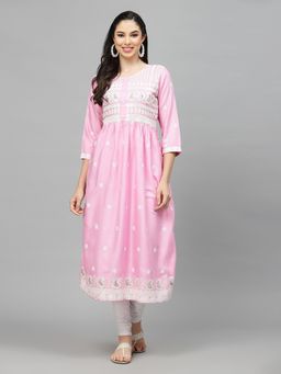 Stylum - Womens Embroidered Rayon Flared Anarkali Kurta