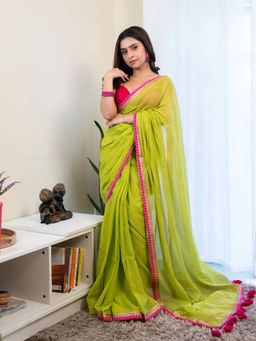 Aparna - Green Cotton Solid Saree Without Blouse for Women