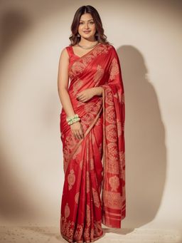 Aparna - Red Premium Silk Saree Without Blouse For Women