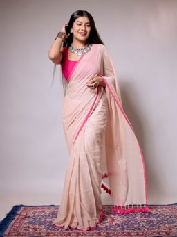 Aparna - Beige Premium Cotton Saree Without Blouse For Women