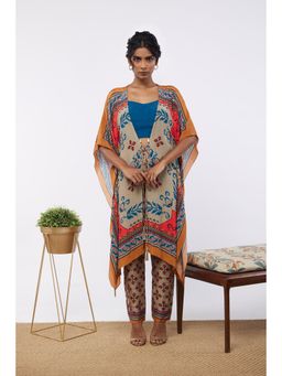 Soup by Sougat Paul - Multi Elements Printed Crop Top Pant with Kaftan Style Jacket (Set of 3)