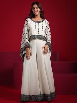 Libas Art - Off-White Embroidered Georgette Co-Ords for Women