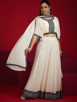 Libas Art - Off-White Embroidered Georgette Co-Ords for Women With Dupatta