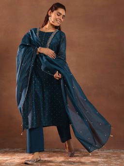 Libas - Teal Kurta with Pant and Dupatta (Set of 3)