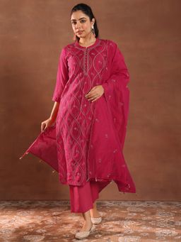 Libas - Pink Kurta with Pant and Dupatta (Set of 3)