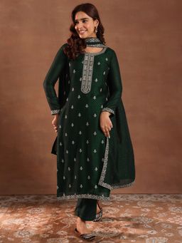Libas - Green Kurta with Pant and Dupatta (Set of 3)