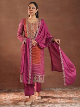 Libas - Pink Kurta with Pant and Dupatta (Set of 3)