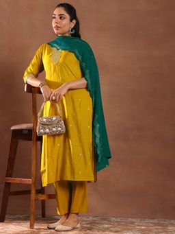 Gerua By Libas - Yellow Kurta with Pant and Dupatta (Set of 3)