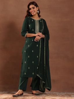 Gerua By Libas - Green Silk Blend Embroidered Kurta Sets for Women