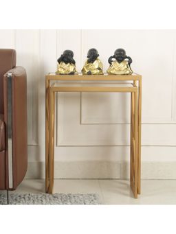 Claymint - Valentino Clear Glass Nesting Side Table in Dark Gold Finish