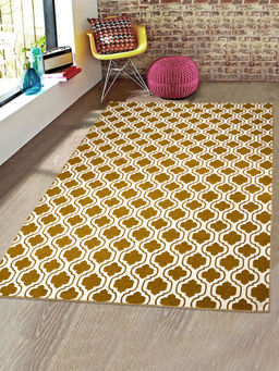 Saral Home - Gold Cotton Anti-Skid Jacquard Carpet -150x210 Cm