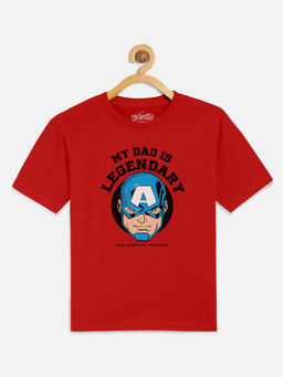 Kidsville - Captain America Printed Bright Red Tshirt For Boys