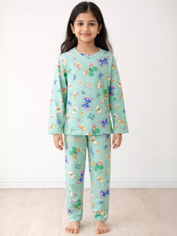 ANTHRILO - Butterfly Long Sleeves Pyjama - Green (Set of 2)