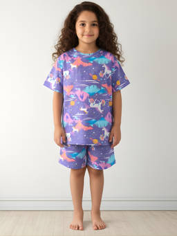 ANTHRILO - Unicorn Planet Sleepwear Shorts Purple (Set of 2) (0-6 Months)