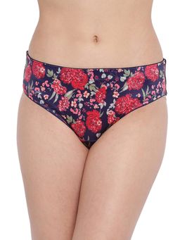 Enamor - Womens P174-mid Waist Co-ordinate Hipster Panty Chrysanthemum Blue