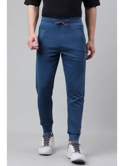Van Heusen - Men Blue Solid Anti Stat Smart Tech Easy Stain Release Joggers