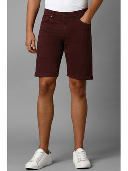 Louis Philippe - Men Maroon Solid Shorts