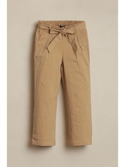 Allen Solly - Girls Khaki Solid Trousers with Belt
