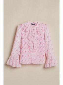 Allen Solly - Girls Pink Floral Print Casual Top