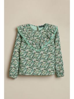 Allen Solly - Girls Green Floral Print Casual Top