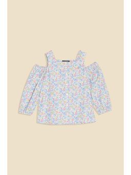 Allen Solly - Girls Blue Floral Printed Casual Top