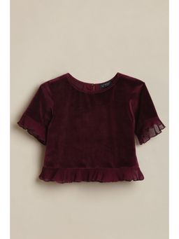 Allen Solly - Girls Maroon Solid Casual Top