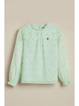 Allen Solly - Girls Green Floral Print Casual Top