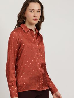 FableStreet - Satin Polka Dot Print Shirt