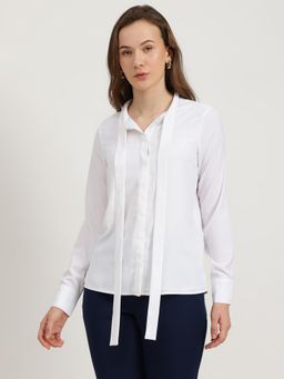 FableStreet - Off White Bow-Tie Collar Shirt