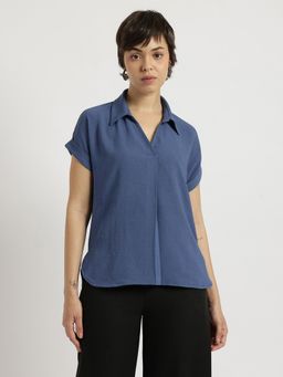 FableStreet - Petrol Blue Drop Shoulder Top