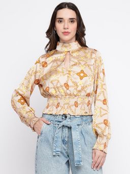Guess - Women's Beige Printed Top