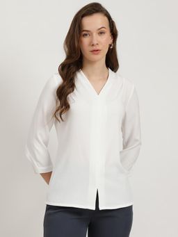 FableStreet - White V-Neck Top