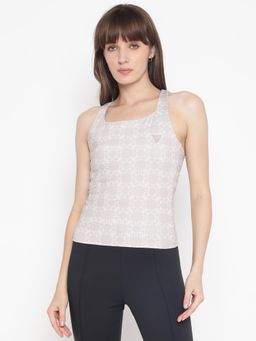 Guess - Women's Beige Printed Sleeveless Top