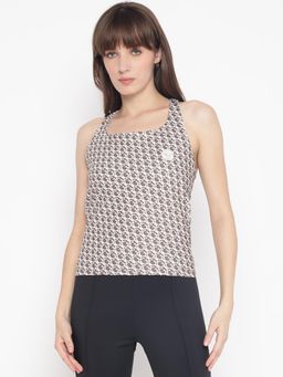 Guess - Women's Brown Printed Sleeveless Top