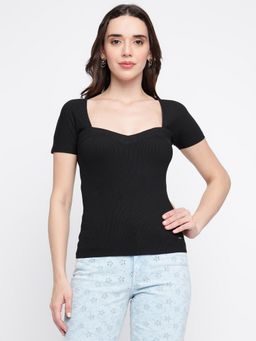 Guess - Women's Black Ribbed Top
