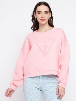 Guess - Women's Light Pink Printed Sweatshirt