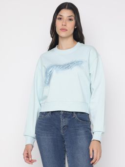 Guess - Women's Light Blue Printed Sweatshirt