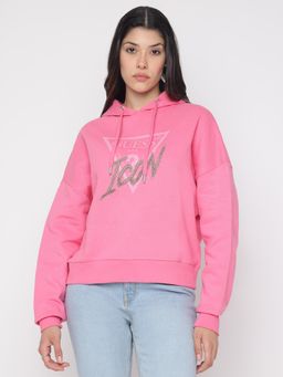 Guess - Women's Pink Printed Hoodie