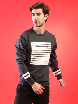 Campus Sutra - Men Striped Full Sleeve Stylish Casual Sweatshirts
