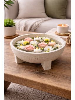 Ashnam - White Clair Finish Elegant Centerpiece Urli Bowl
