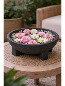 Ashnam - Black Charcoal Finish Elegant Centerpiece Urli Bowl