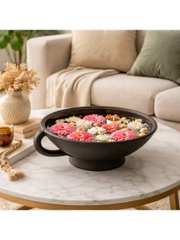 Ashnam - Black CharcoalFloating Candles & Flowers Elegant Centerpiece Urli Bowl