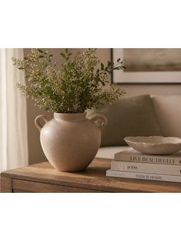 Ashnam - Sand Finish Modern Decorative Tabletop Flower Vase with Handle