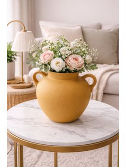 Ashnam - Marble Finish Modern Decorative Tabletop Flower Vase with Handle