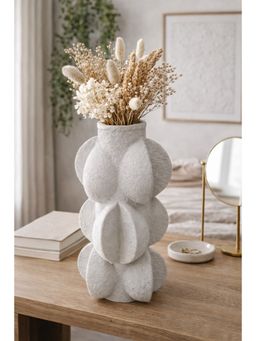 Ashnam - Marble Finish Textured Polyresin Decorative Sculptural Flower Vase