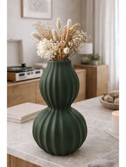 Ashnam - Sand Finish Elegant Ribbed Double Gourd Decorative Vase