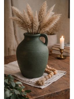 Ashnam - Green Gris Decorative Vase with Handle